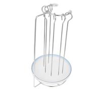 Ipetboom Colgador De Kebabs Soporte Para Brochetas De Barbacoa Brochetas De Metal Para Kebab Rejilla Para Asar Salchichas Estante De Brocheta Grill Kabob Brochers Cerámica Plata