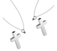 Ipetboom Colgante Urna Conmemorativo Cruz 2 Unidades Acero Inoxidable Plata Ligera Autollenable para Cenizas Humanas Recuerdo Discreto Joyería Cremación Uso Diario