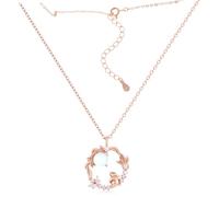 Ipetboom Collar Ajustable de Conejo con Colgante de Luna Plata Chapado Rosa Joya para Mujer con Diseño Floral y Romántico Accesorio Versátil para Clavícula