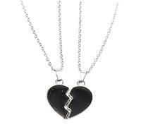 Ipetboom Collar De Corazón Que Cambia De Color Sensor De Temperatura Para Pareja, Colgante Alas a Juego, Joyería Unisex Para Diario, Obsequio Romántico, Acabado Pulido