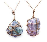 Ipetboom Collar de Fluorita Natural Irregular, Colgante de Piedra Original Grande, Cadena de Cuello Delicada para Mujer, Accesorio de Moda Casual para Fiesta y Uso Diario