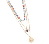 Ipetboom Collar De Mal De Ojo Multilayer Para Mujer, Gargantilla De Metal Dorado, Diseño Moderno y Versátil, Joyería Para Uso Diario y Fiesta, Collar Capas De Tamaño Ajustado