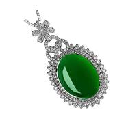 Ipetboom Collar Jade Verde Con Colgante De Crisoprasa Brillante y Cadena Para Mujer Accesorio Elegante y Duradero Para Fiestas y Uso Diario