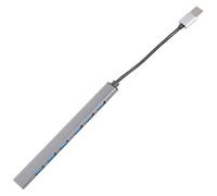 Ipetboom Concentrador USB de 7 Entradas, Extensión para Portátil y Teclado, Aleación de Aluminio, Chip Integrado, Práctico para Oficina y Hogar