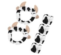 Ipetboom Conjunto de 2 Diademas y Muñequera Estampado de Vaca Banda Cabello para Mujeres y Niñas Diademas para Maquillaje Facial Accesorios Cuidado para Spa y Ducha
