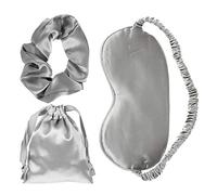 Ipetboom conjunto de antifaz para dormir antifaz para ojos secos Máscaras mascarada eye mask for sleeping sleep mask visera de viaje con cuerda para el cabello máscara para dormir Seda Grey