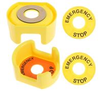 Ipetboom Cubierta Protectora de Botón Pulsador de Emergencia 22 Mm Amarilla con Señal de Advertencia, 4 Piezas para Interruptores Industriales, Protección Antirretorno en Panel Eléctrico,