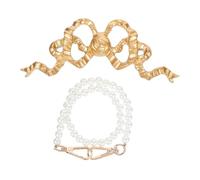 Ipetboom Decoración de Pared Lazo Dorado con Cadena de Perlas Colgante Aplique de Resina Resistente para Marcos de Fotos para Salón Baño y Cocina Adorno Versátil para Bodas y Fiestas