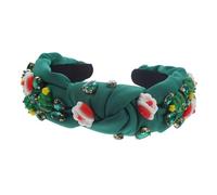 Ipetboom Diadema Anudada De Navidad Rhinestones y Encanto De Santa Accesorio De Fiesta Para Mujeres y Niñas Diadema Ancha y Twisted Para Celebraciones Navideñas