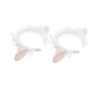 Ipetboom Diadema de de Peluche 2 Piezas Accesorio para Halloween y Cosplay Tocado de Lujosa Banda de Pelo Encaje y Peluche Diadema Linda para Adultos