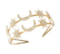 Ipetboom Diadema De Doble Capa Estrellas y Luna Accesorio De Pelo Para Bodas y Fiestas Adorno De Bohemia Para Niñas y Mujeres
