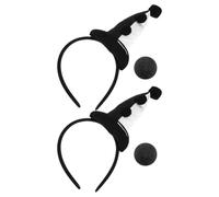 Ipetboom Diadema de Halloween 2 Sombreros Pequeños Circo Negro y 2 Narices de Espuma Negra Accesorios de Fiesta Carnaval y Disfraz para Adultos