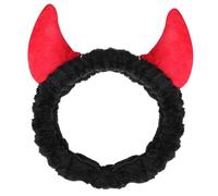 Ipetboom Diadema de Maquillaje para Lavarse la Cara, Diadema de Cuerno de Felpa Negra, Tamaño Único, Banda Facial Suave para Mujeres, Cuidado Diario Piel en Spa y Hogar