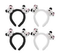 Ipetboom Diadema de Panda 4 Piezas Orejas de Animal 3d Suaves para Niñas, Accesorio para Fiesta Temática de Carnaval, Banda Pelo Cómoda y Versátil para Spa y Disfraz