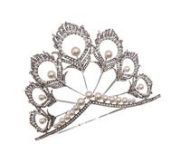 Ipetboom Diadema De Perlas De Cristal Diseño Corona Blanca 1 Unidad Tamaño Ajustable Tocado Para Novia y Dama De Honor Boda Fiesta Elegante
