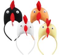 Ipetboom Diadema de pollito de Pascua: 4 diademas creativas de gallo con forma de aro para el pelo de pollito, decoración de disfraz de pollo, cierre de pelo para fiestas, festivales, color aleatorio