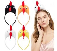 Ipetboom Diadema de pollito de Pascua: 4 diademas de gallo con forma de aro de pollito, suministros de disfraz de pollo, decoración creativa para el cabello, festival, tocado decorativo, cierre de