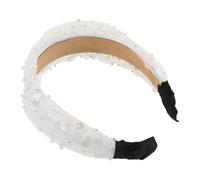 Ipetboom Diadema De Ratán Para Niñas Blanca Ancha Para Diademas De Mujer Con De Imitación Para Novia Brillante Con Cuentas Lentejuelas Perlas Diadema Acolchada