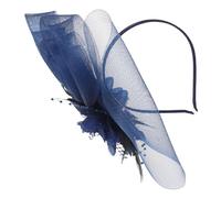Ipetboom Diadema Fascinator con Plumas y Malla para Mujer Accesorio Versátil para Peinados Bodas Fiestas de Té y de Caballos Color Azul Marino