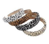 Ipetboom Diademas con Estampado de Leopardo para Mujer Paquete de 4 Diadema Ancha Versátil Acolchada Y Cómoda para Peinados