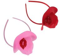 Ipetboom Diademas Divertidas con Mini Sombreros de Campesina y Adorno de Labios, Tocado Extraíble para Cosplay y Moda Diaria, 2 Piezas en Tela No Tejida y Plástico