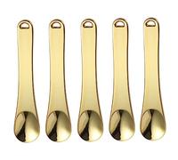 Ipetboom Espátulas de Maquillaje y Cuchara Cosmética 5 Unidades Tamaño Mini para Aplicar Crema de Ojos y Mascarilla Facial Uso Profesional y Viajes Color Dorado