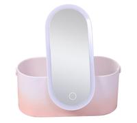 Ipetboom Espejo con Luz LED Caja de Cosméticos, Organizador de Maquillaje de Abs Rosa, Portátil con Espejo de Alta Definición, para Amigas y Madres