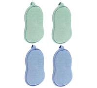 Ipetboom Esponja de Baño Doble Cara de Material Vegetal Azul 4 Piezas para Ñiño y Niños Exfoliante y Masajeadora para Uso Diario en Ducha y Baño