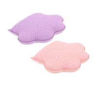 Ipetboom Esponjas Limpiadoras Faciales de Esponja Doble Uso para Piel Sensible Guante Estilo Pata de Gato 2 Piezas para Rostro y Cuerpo Baño Diario Rosa y Morado