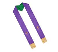 Ipetboom Estola Bordada Doble Cara con Cruz y Borlas para Sacerdote Chal Reversible para Ceremonias Religiosas y Bodas Accesorio Simbólico para Mujeres