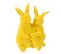 Ipetboom Figura de Conejo de Pascua Flocado Amarillo de Resina, Decoración de Mesa para Primavera y Fiesta Estilo Granja, Adorno Familiar para Escritorio, Jardín y Hogar (Figura Pequeña)
