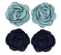 Ipetboom Flores De Tela Decorativas Para Zapatos, Adorno De Flor Para Mujer, Clip Desmontable, 6 Cm, Color Azul Marino y Verde Azul Nilo, Accesorios Para Calzado, Uso En Tacones y Sandalias