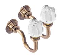 Ipetboom Gancho de Cristal para Cortinas y Ropa, Diseño Vintage Cabeza de Rosa, Aleación de Aluminio, Color Pátina Verde, Resistente y Decorativo, Adecuado para Salón, Dormitorio