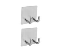 Ipetboom Ganchos Adhesivos para Pared 2 Piezas de Acero Inoxidable Antióxido, Gancho para Maquinilla de Afeitar Doble Adhesivo Resistente, Multiusos para Baño y Cocina