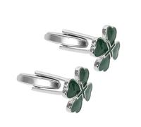 Ipetboom Gemelos De Aleación De Trébol De Cuatro Hojas Corazón Irlandés Esmaltados, Estilo Vintage Para Hombre, Joyería De Puños Para Fiestas Día De San Patricio, Accesorios Clásicos Para Camisa
