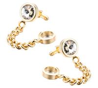 Ipetboom Gemelos de Camisa Dorados Cristal Redondos 1 Par Accesorios Masculinos Elegantes para Negocios Bodas y Fiestas Tachuelas de Joyería para Hombre Complemento de Traje Formal