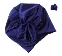 Ipetboom Gorro de Seda Sintética Doble Capa para Dormir y Protección del Cabello, Color Azul Marino, Evita Enredos y Cuida el Cabello Sueño