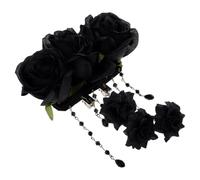 Ipetboom Gothic Hair Clip with Tassel Elegant Headdress for Women and Girls for Parties and Stage Unique Gothic Accessory with Realistic Flower Design