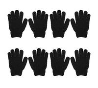Ipetboom Guantes Exfoliantes de Baño Negro para Limpieza Profunda y Exfoliación 4 Pares en Poliéster Ajustados Mano para Uso Diario en Ducha y Baño