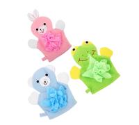 Ipetboom Guantes Exfoliantes de Dibujos Animados para Bebé Paquete de 3 Piezas Guantes de Baño Estropajo de Ducha para Un Cuidado Suave de La Piel