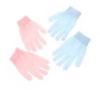 Ipetboom Guantes Exfoliantes Dobles para Baño Gruesos para Ducha con Doble Exfoliación y Masaje Corporal Azul y Rosa Práctico y Duradero