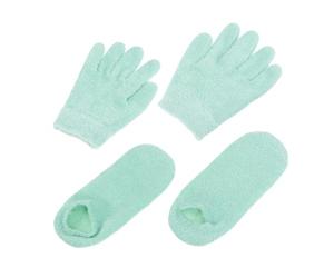 Ipetboom Guantes y Calcetines de Gel Hidratante para Piel Seca y Agrietada, Talla Única, Color Verde, Reutilizables y Lavables, Cuidado Intensivo para Manos y Pies, Spa Profesional