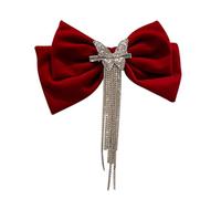 Ipetboom Horquilla de Lazo Elegante Borlas y Pasador para Niñas Color Rojo Pinzas Pelo Lazo