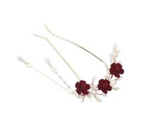 Ipetboom Horquilla De Rosa Perla Forma Borlas De Falsas Perlas Palillo Decorativo Cabello Estilo Vintage Chino Hanfu Flor Palillo Cabello Soporte Para Moños Accesorios De Boda Para Mujer