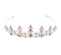 Ipetboom infantil tocados de novia tiaras de novia diademas de maquillaje para mujer decoraciones de bodas Diadema de diamantes de imitación para boda tocado de novia aleación rosa
