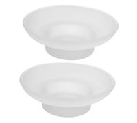 Ipetboom Jabonera De Baño De Vidrio Transparente Esmerilado 11 Cm Borde Elevado Autodesagüe, Escurridor De Jabón Redondo Versátil, para Baño y Tocador, Pack 2 Piezas