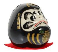 Ipetboom Japanese Doll Ceramic Figurine, Miniature Black Ornament, Good Luck Japanese Statue for Home or Car Decor, 1.85 Inch