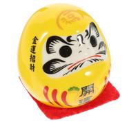 Ipetboom Japanese Doll Ceramic Figurine, Miniature Yellow Ornament, Good Luck Japanese Statue for Home or Car Decor, 1.85 Inch