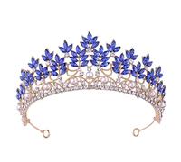 Ipetboom Joyas Tocado De Barroca Accesorios Para El Cabello Azul Accesorios Para El Cabello De Novia Fiesta De Cumpleaños Tiara De Princesa Diamante Cristal Venda Perder