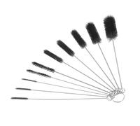 Ipetboom Juego De 10 Cepillos De Limpieza De Nailon Mango De Acero Inoxidable, Color Negro, para Pajitas, Joyas y Espacios Difíciles, Accesorios Desmontables para Limpieza Detallada Hogar y Viaje